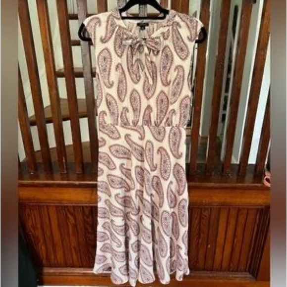 Ann Taylor Paisley Tie Neck Midi dress size 10 - Picture 6 of 7